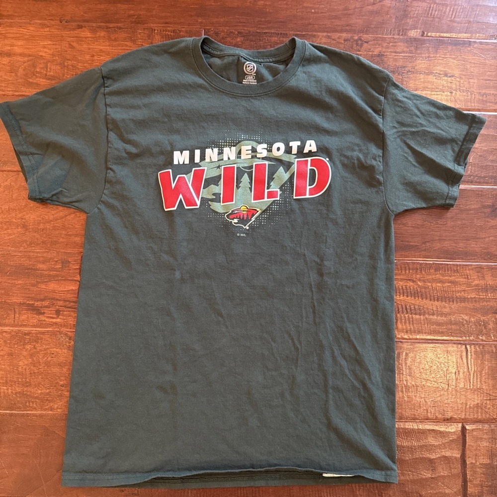 Minnesota Wild T-Shirt Tee NHL Youth Large Green Cotton Unisex